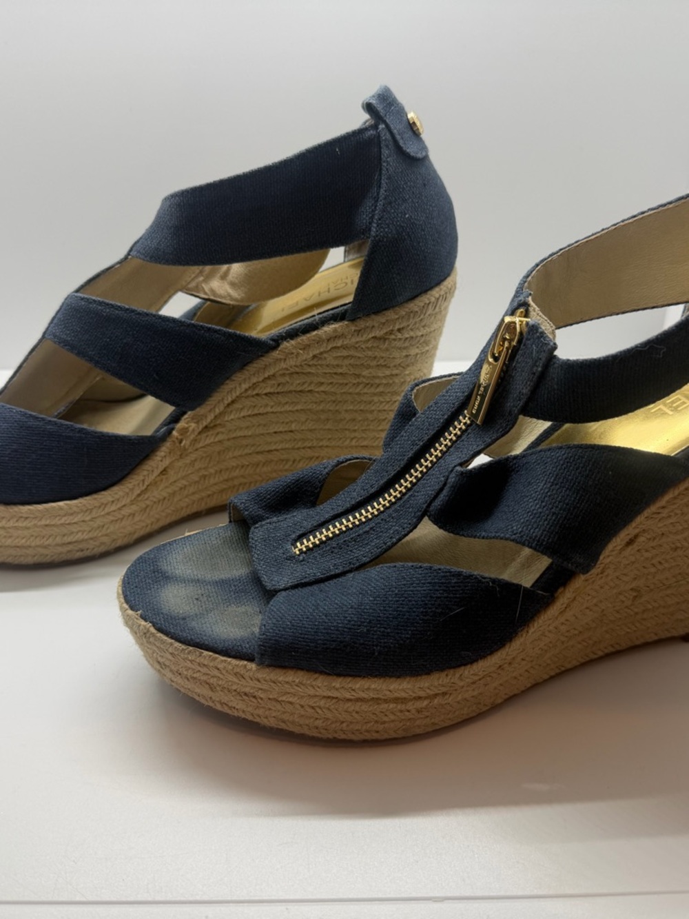 Michael Kors Wedges Navy Canvas